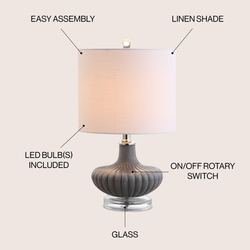 Kamille 18" Glass and Lucite LED Table Lamp - JONATHAN Y